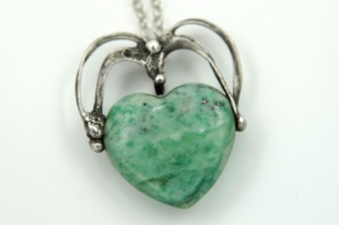 Srdíčko (amazonit) náhrdelník přívěsek srdce cín srdíčko přívěs amazonit amulet mosaz valounek 