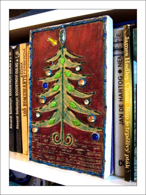 stromeček vánoční - vzpomínka dárek děti vánoce obrázek sklíčka ozdůbka stromeček vánoční malbička 