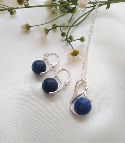 Lapis lazuli náušnice a prívesok náhrdelník kámen polodrahokam dárek náušnice přívěšek souprava minerál luxusní valentýn set lapis lazuli 