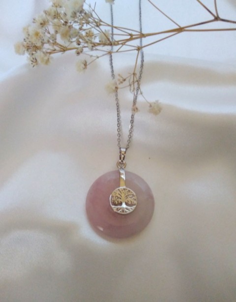 Prívesok ruženín náhrdelník kámen polodrahokam dárek přívěšek minerál luxusní valentýn růženín chirurgická ocel pro maminku den matek strom života kámen lásky 