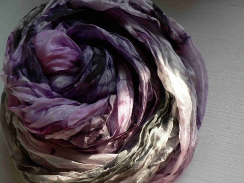 Šál fialově-desiguální, 180x90 cm silk sperkyjoha velký hedvábný šál 
