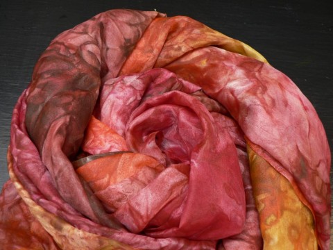 Šál karamelovo-červený,140x90 cm silk hedvábný šál velký hedvábný vrapovaný šál 