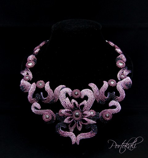 Purple charm náhrdelník květina fialová rivoli lilie orient orientální swarovsky 