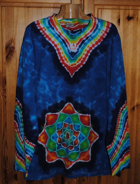 Pánské triko XL - Mandala voda moře batika léto tričko mandala hippies pánské batikované 