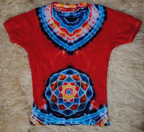 Triko S/M-Mandala v červené top květ tričko mandala lotos hippie batikovaný léto moře 