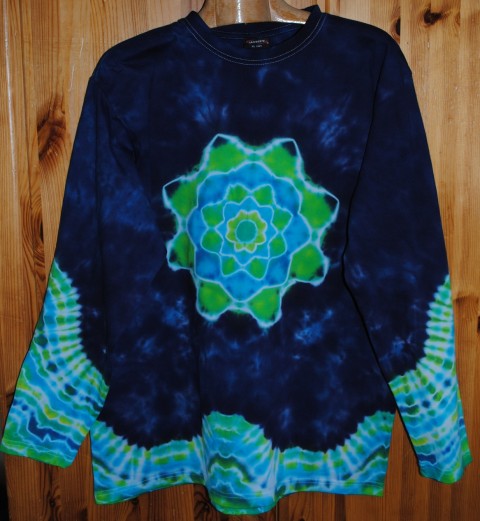 Triko XL - Květ v hlubinách voda moře léto tričko mandala hippies pánské batikované 
