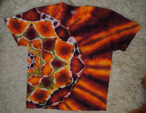 Tričko XL - Miluji podzim podzim batika léto tričko podzimní mandala hippies pánské batikované 