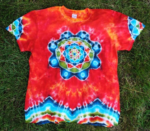 Tričko XL - V tropech batika top květ tričko mandala lotos hippie tropy batikovaný léto moře 