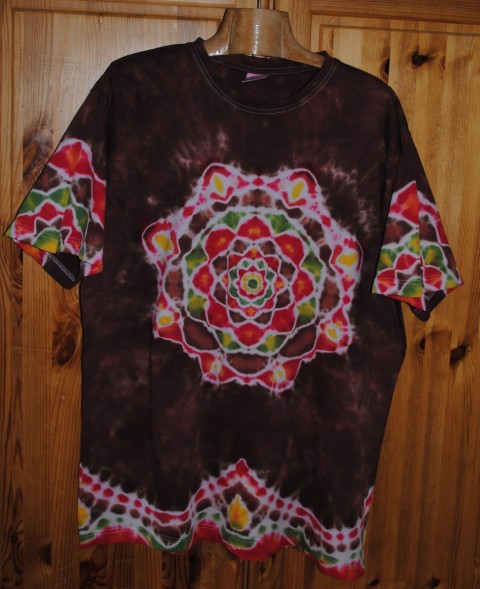 Tričko XXL-Jsem přírodní bytost top květ tričko mandala lotos hippie batikovaný léto moře 