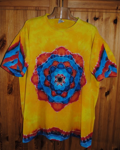Tričko XXL/XXXL - Den plný slunce radost květina svěží batika žlutá jaro léto mandala batikované. hippies 