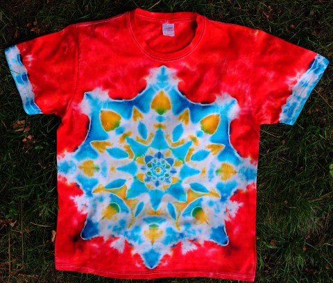 Tričko L - Mám spoustu energie batika veselé léto slunce sluníčko mandala hippie batikované 