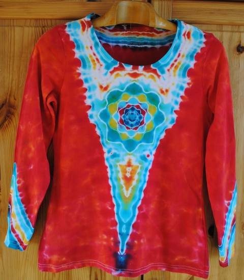 Batikované tričko - Miluji červenou červená batika veselé léto tyrkysová mandala hippie batikované 