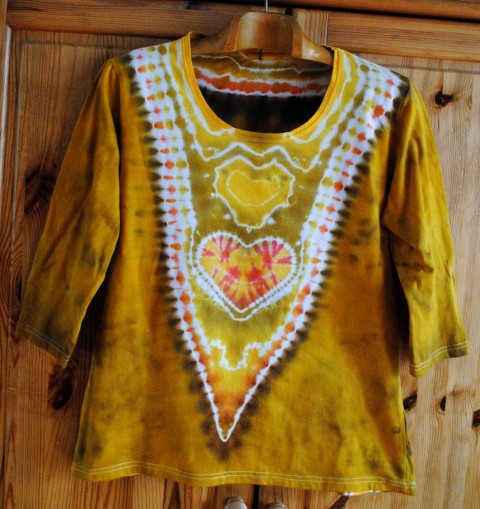 Tričko XL - Krásy podzimu srdce srdíčko batika léto mandala hippie batikované skořicová 
