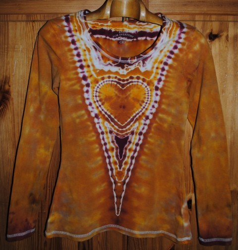 Batikované tričko - Miluji skořici srdce podzim srdíčko batika přírodní mandala hippie batikované 