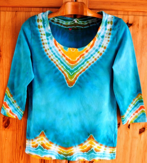 Batikované tričko  - Miluji tyrkys voda srdce moře modrá batika veselé léto tyrkysová sluníčko hippie batikované 