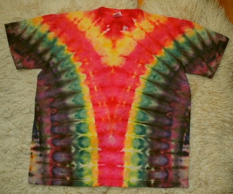Batikované tričko XL - Svítání batika přírodní hnědá mandala hippie bohémský 