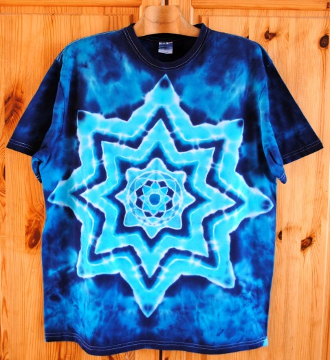 Batikované tričko - Sametová noc moře modrá hvězda léto mandala hippie batikované bohémské 