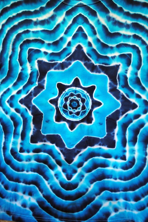 Batik. tričko -Nekonečné noční nebe moře modrá hvězda léto mandala hippie batikované bohémské 