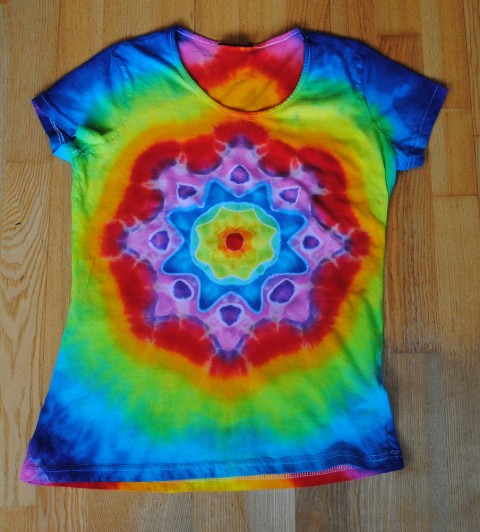 Batik. tričko M - Duhová mandala moře léto duha mandala hippie duhové batikované bohémské 