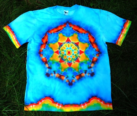 Batikované tričko 2XL - Šaman moře modrá léto mandala hippie batikované bohémské 