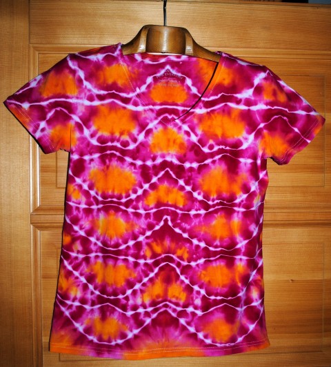 Batik. tričko vel.40 - Oheň oranžová růžová batika léto hippie batikované boho 