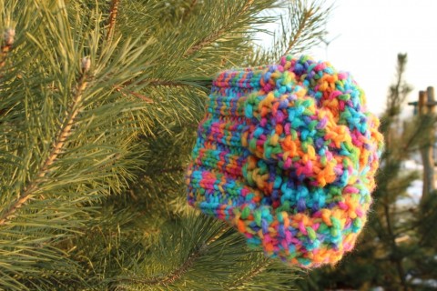 Hučka-čepice barevná zářivá čepice teplá hučka na zimu 