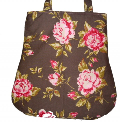 Jarní růžičková kabelka kabelka růžová bavlna hnědá růže růžičky kabela 