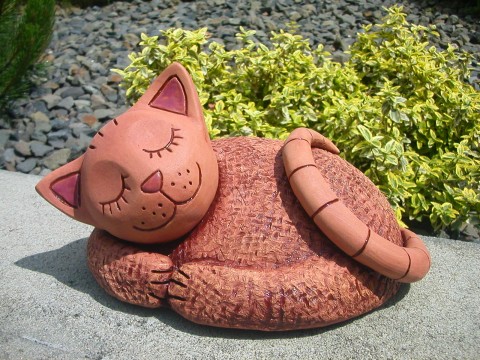 Kočka hnědá keramika kočka hnědá kočky 