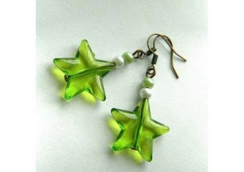 Zelené hvězdičky I - náušnice náušnice zelené hvězdičky zelené hvězdičky zelené hvězdy 