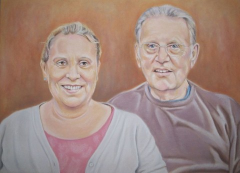 Portrét dvou osob formátu 50x40cm portétování pastel dle fotografi 