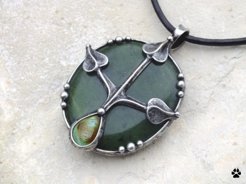 Život- jadeitový náhrdelník šperk náhrdelník kámen cín zelený autorský tyrkys náhrdelníky jadeit minerály kameny cínový cínové jadeitový 