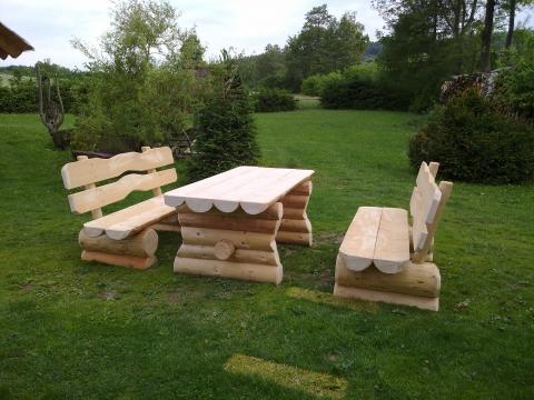 Zahradní dřevěný set dřevěné stůl sezení nábytek lavice 