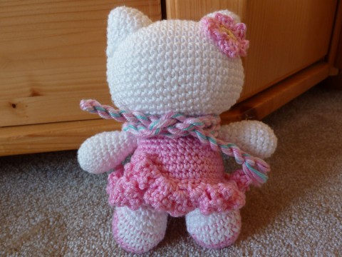 Růžová háčkovaná Kitty háčkované hračky medvědi kitty h 