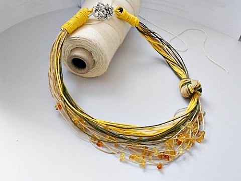 Citrínový zlomek náhrdelník letní žlutá minerál citrín provázky 