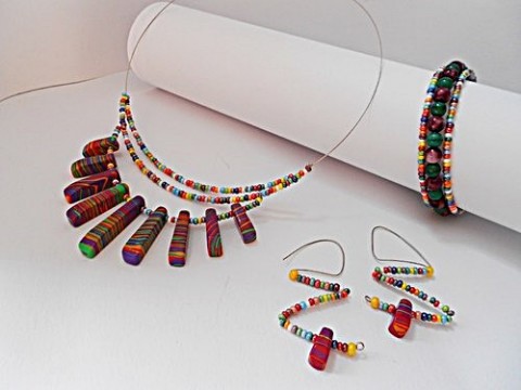 Souprava Letní párty náhrdelník náramek korálky náušnice sklo barevné souprava minerály 
