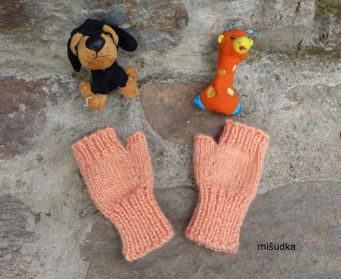 dětské 50 dětské návleky rukavice dámské ruce příjemné oranžové bezprsťáky 