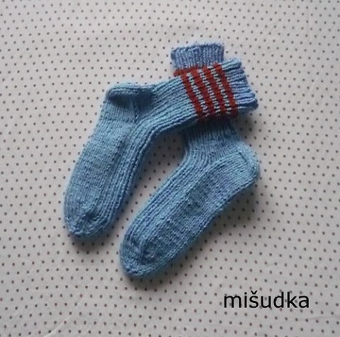 Dětské modré 58 - délka 19-20cm dětské modré ponožky nohy příjemné s proužky 