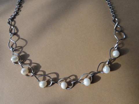 perly po kapkách náhrdelník drát řetízek chirurgická nerez ocel říční perla profilovaný 