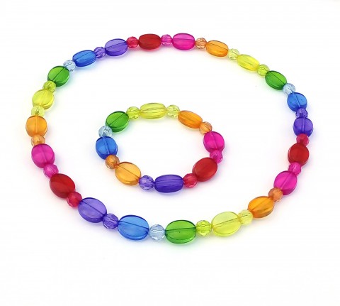 Duha #3 náhrdelník náramek pestrobarevné děti barevné sada dětské duha duhové set 