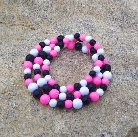 Korále #2 náhrdelník náramek růžová bílá černá korále sada set 