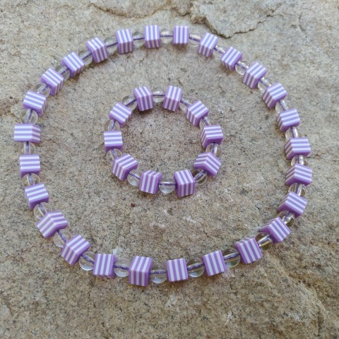 Kostičky SLEVA z 111,- náhrdelník kostičky náramek děti fialová kostička bílá sada bílé dětské fialové set 