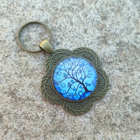 Přívěsek strom života #13 přívěsek strom květina modrá klíče klíčenka kytička kytka bronzová bronz stromek stromeček bronzové strom života 