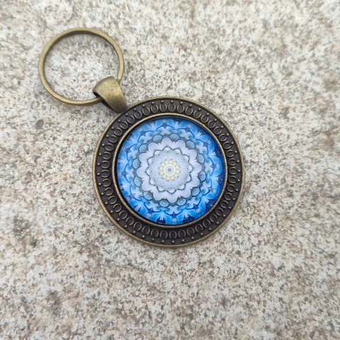 Přívěsek s mandalou #33 přívěsek modrá klíče klíčenka bronzová mandala mandaly 