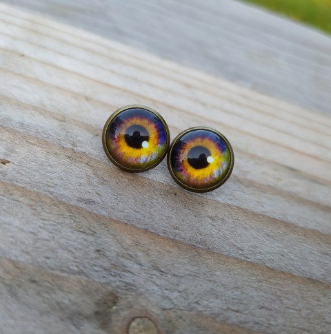 Puzety oči #505 oko náušnice oči žlutá pecky náušničky bronzová puzety očíčka očíčko 