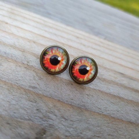 Puzety oči #507 oko náušnice oranžová oči pecky náušničky bronzová puzety očíčka očíčko 