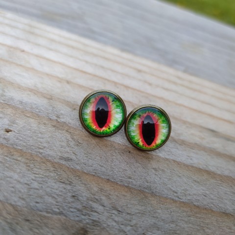 Puzety oči #508 červená oko zelená náušnice oči pecky náušničky bronzová puzety očíčka očíčko 