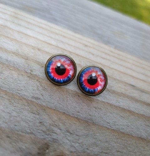 Puzety oči #516 červená oko náušnice modrá oči pecky náušničky bronzová puzety očíčka očíčko 