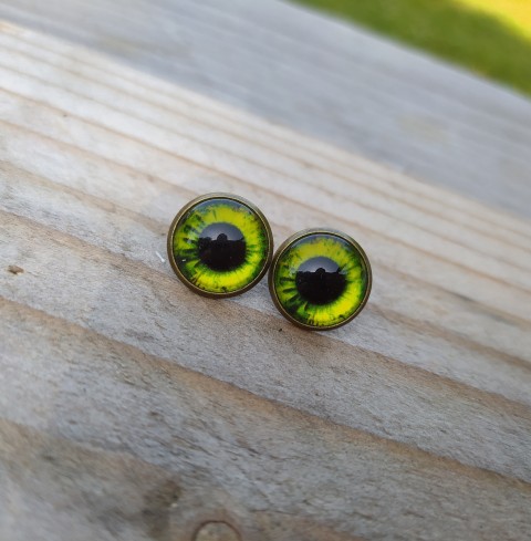 Puzety oči #522 oko zelená náušnice oči černá pecky náušničky bronzová puzety očíčka očíčko 
