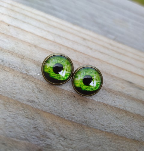 Puzety oči #523 oko zelená náušnice oči černá pecky náušničky bronzová puzety očíčka očíčko 