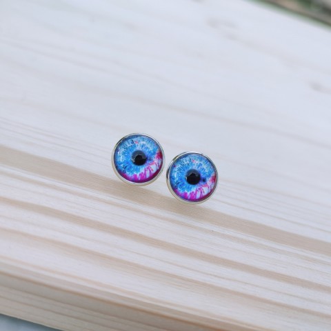 Puzety oči #676 oko náušnice modrá oči černá pecky stříbrná náušničky puzety purpurová očíčka očíčko 